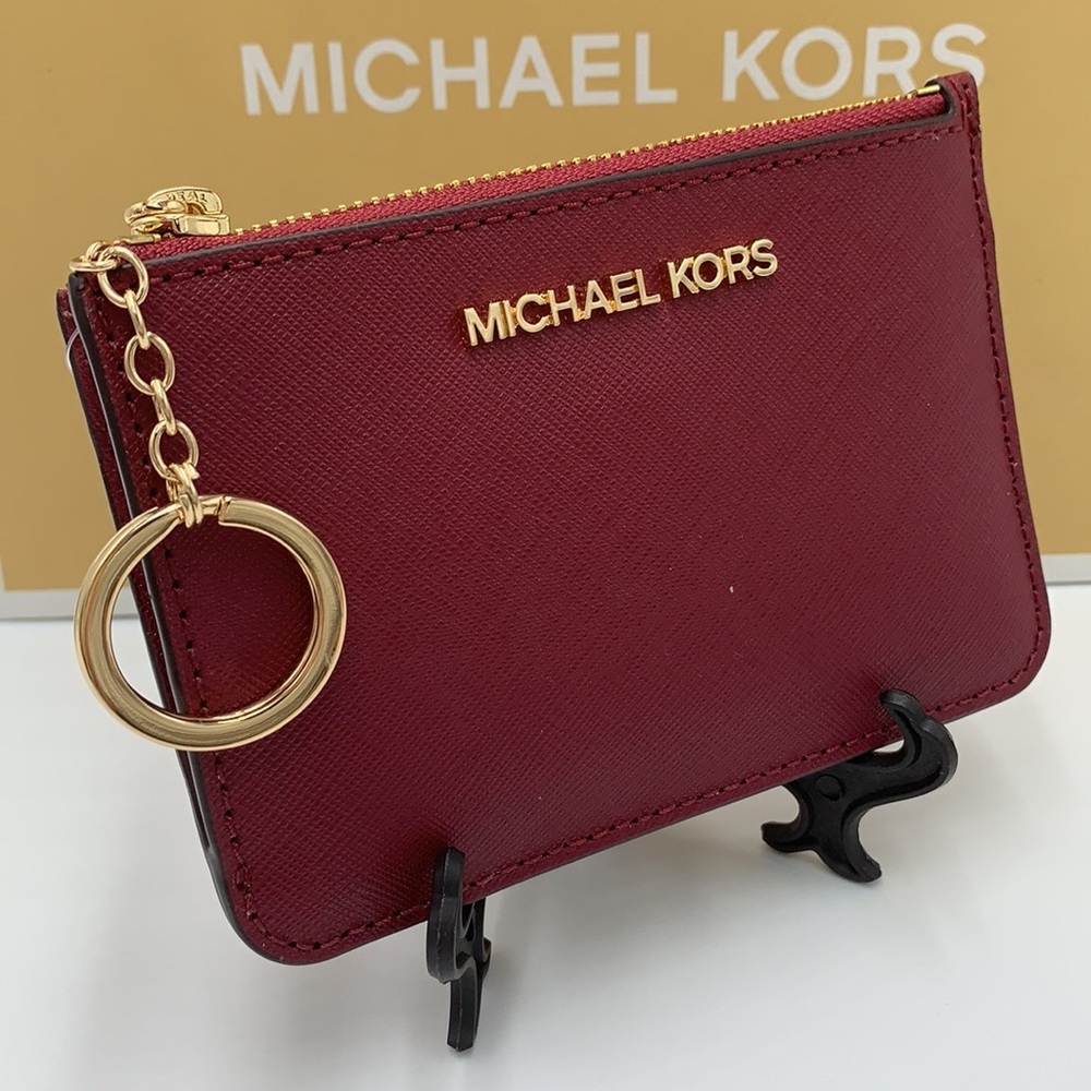 MICHAEL KORS SMALL TOP ZIP COINPOUCH WITH ID CARD MULBERRY COLOR - Picture 3 of 16